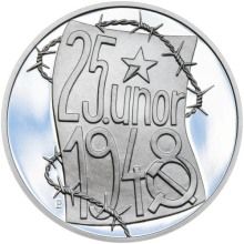 Memento 25. Februara 1948 - komunistický puč v Československu  - 28 mm stříbro Proof