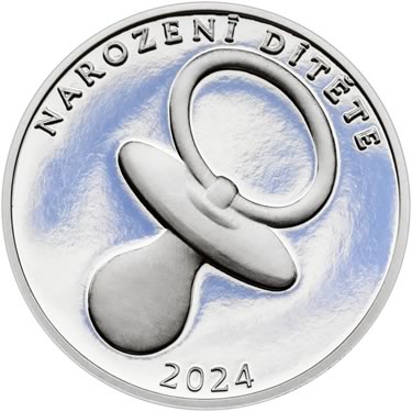 Náhled Averzní strany - Stříbrný medailon k narození dítěte 2024 - 28 mm