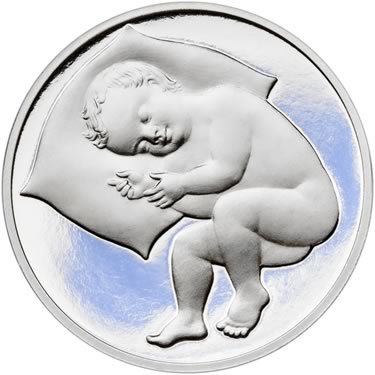 Náhled Reverzní strany - Stříbrný medailon k narození dítěte 2024 - 28 mm