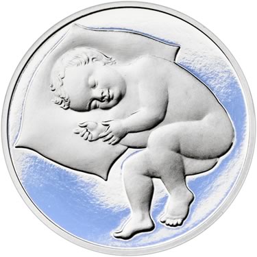 Náhled Reverzní strany - Strieborný medailon k narodeniu dieťaťa 2024 - 28 mm