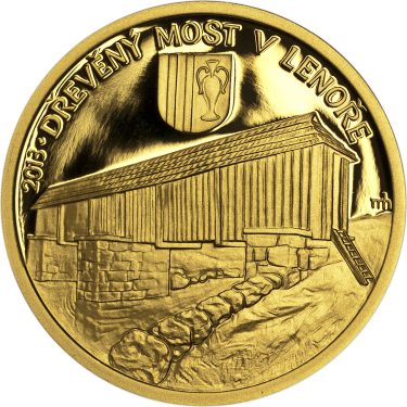 Náhled Averzní strany - Zlatá mince 5000 Kč 2013 Dřevěný most v Lenoře proof