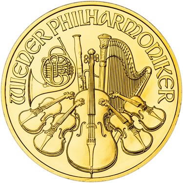 Náhled Averzní strany - Wiener Philharmoniker  1 Oz - Investiční zlatá mince