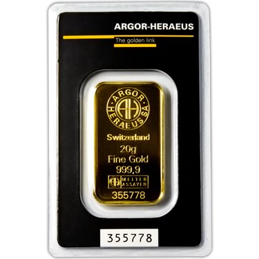 Náhled Averzní strany - Argor Heraeus SA 20 gramů - Investiční zlatý slitek